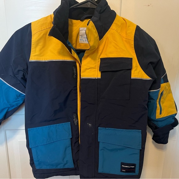 Polarn O. Pyret Navy and Yellow Kids Puffer Jacket